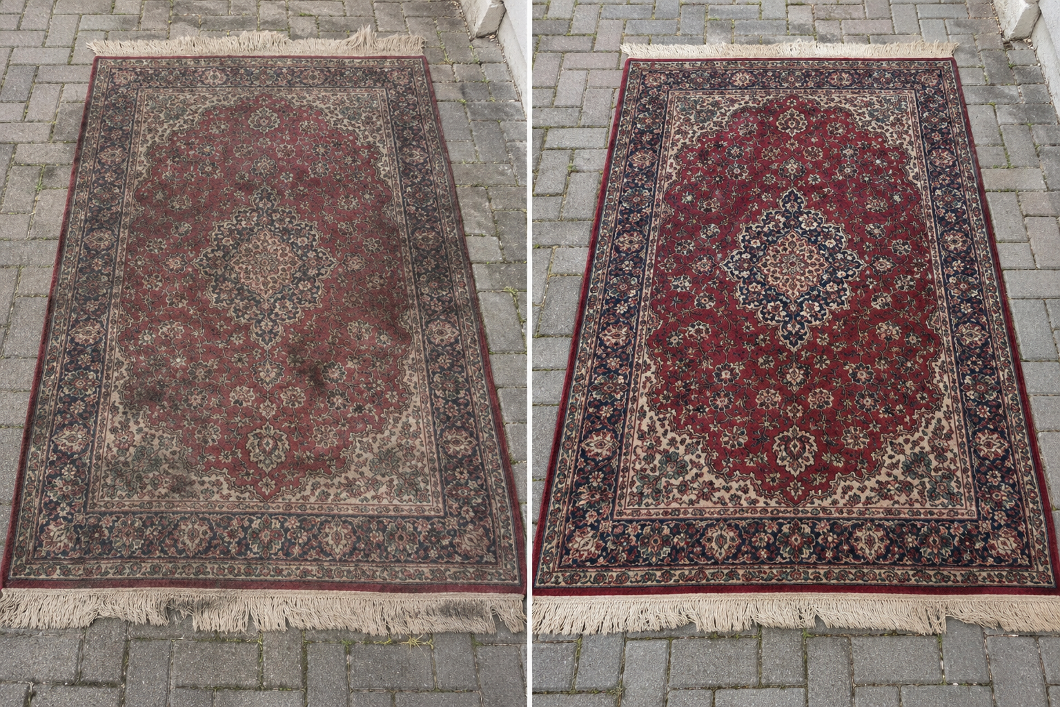 Example of carpet before and after cleaning
